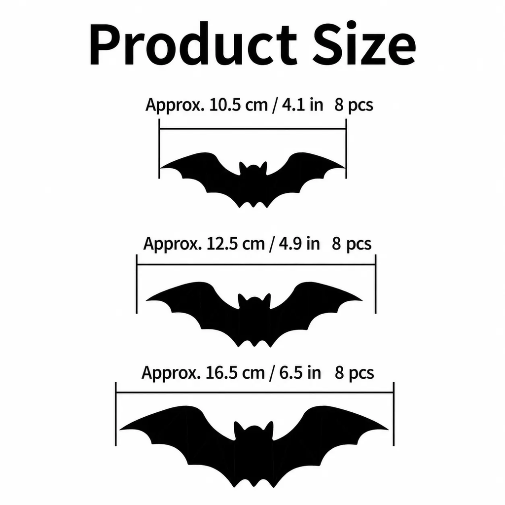 3D Bat Light LED Decorations, 12pcs/24pcs Halloween Spooky Ornaments, Bendable Wall Stickers with Smooth Bubble-Free Application, Easy Install Battery Powered Glowing Decor, Indoor Decor for Home, Party, Window, Door, Festival