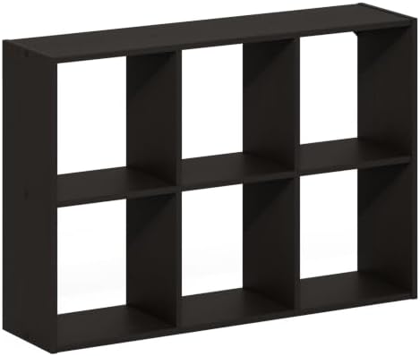 Furinno Rossi 6-Cube Floating Shelves for Wall, Desktop Organizer, Dark Oak | Wall Mount Organizer, Bookshelf, for Home Office, Study Room