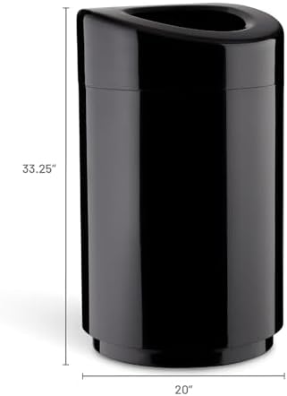 Safco Open Top Trash Can, 30 Gallon Stainless Steel Contemporary Garbage Can for Indoor Use, Black