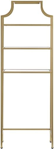 Crosley Furniture Aimee Over The Toilet Storage and Bathroom Organizer with Shelves, Gold