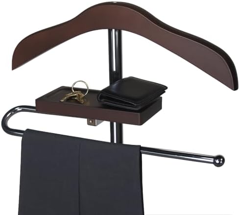 Proman Products VL17017 Valet with Hanger, Tray & Trouser Bar, Brown