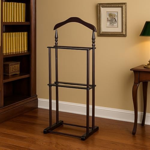 Proman Products Sakura Twin Valet with Wooden Hanger, Trouser Bar & Tie Bar, Walnut