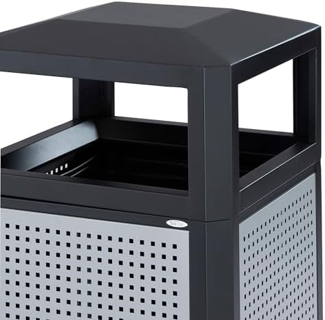 Safco Evos Steel Trash Can, 38 Gallons, Indoor and Outdoor Use, Commercial Garbage Can with Plastic Liner