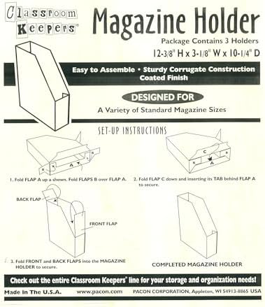 Classroom Keepers Magazine Holders, Assorted Colors, 12-3/8"H x 3-1/8"W x 10-1/4"D, 6 Pieces