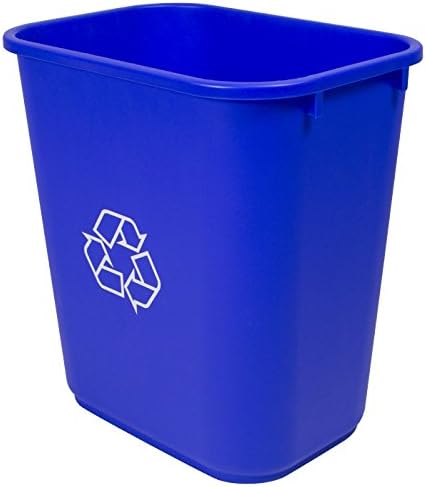 Storex 7-Gallon Blue Recycling Baskets, Case of 6 – Plastic Bins for Office & Kitchen, 28-Quart Rectangular Waste Container
