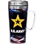 Spoontiques Insulated Travel Mug, 14oz - Double Wall Stainless & Acrylic Drink Cup with Twist Top Lid & Handle - US Air Force