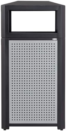Safco Evos Steel Trash Can, 38 Gallons, Indoor and Outdoor Use, Commercial Garbage Can with Plastic Liner