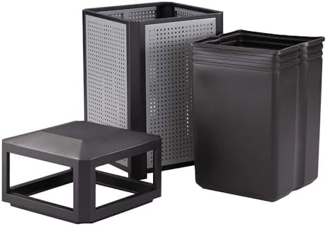 Safco Evos Steel Trash Can, 38 Gallons, Indoor and Outdoor Use, Commercial Garbage Can with Plastic Liner