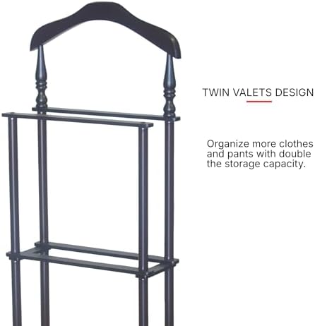 Proman Products Sakura Twin Valet with Wooden Hanger, Trouser Bar & Tie Bar, Walnut