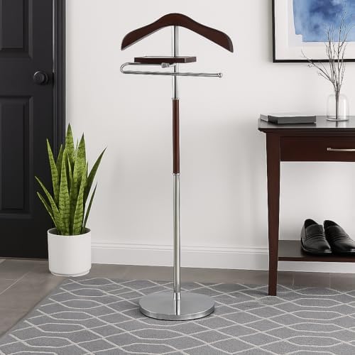 Proman Products VL17017 Valet with Hanger, Tray & Trouser Bar, Brown