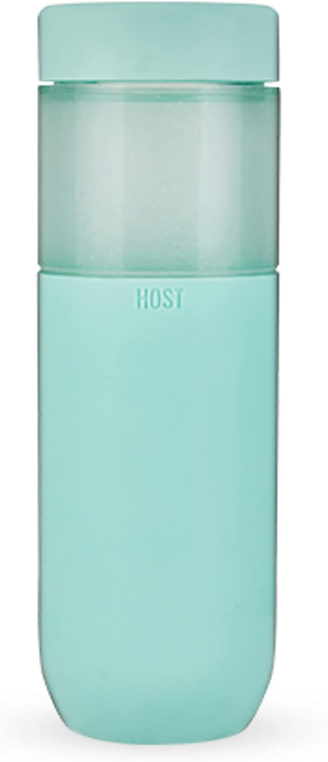 HOST Freeze Double Walled Insulated Water Bottle Freezer Tumbler with Active Cooling Gel Stainless Steel Lid and Silicone Grip, Set of 1 20 Oz Plastic Bottle, Blush