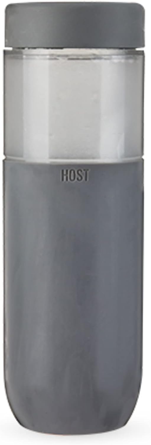 HOST Freeze Double Walled Insulated Water Bottle Freezer Tumbler with Active Cooling Gel Stainless Steel Lid and Silicone Grip, Set of 1 20 Oz Plastic Bottle, Blush