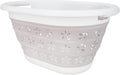 Camco Collapsible Laundry Basket, Small, Taupe/White - Pop Open Waterproof Plastic Bin with Handles for Home, Dorm, RV Storage