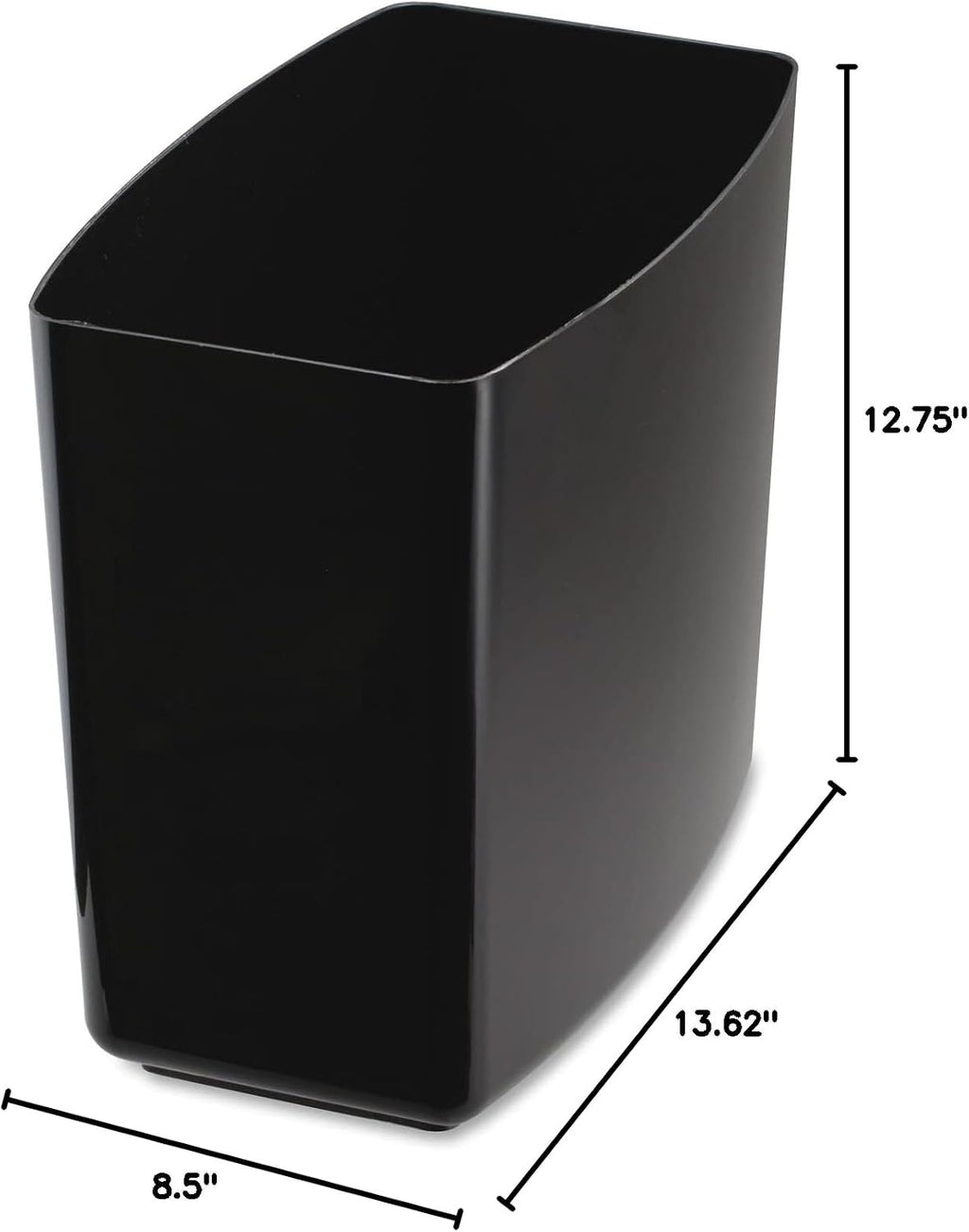 Officemate 2200 Series Executive Waste Basket, 20 Quart Capacity, 13.625 x 8.5 x 12.75 Inches, Black (22262)