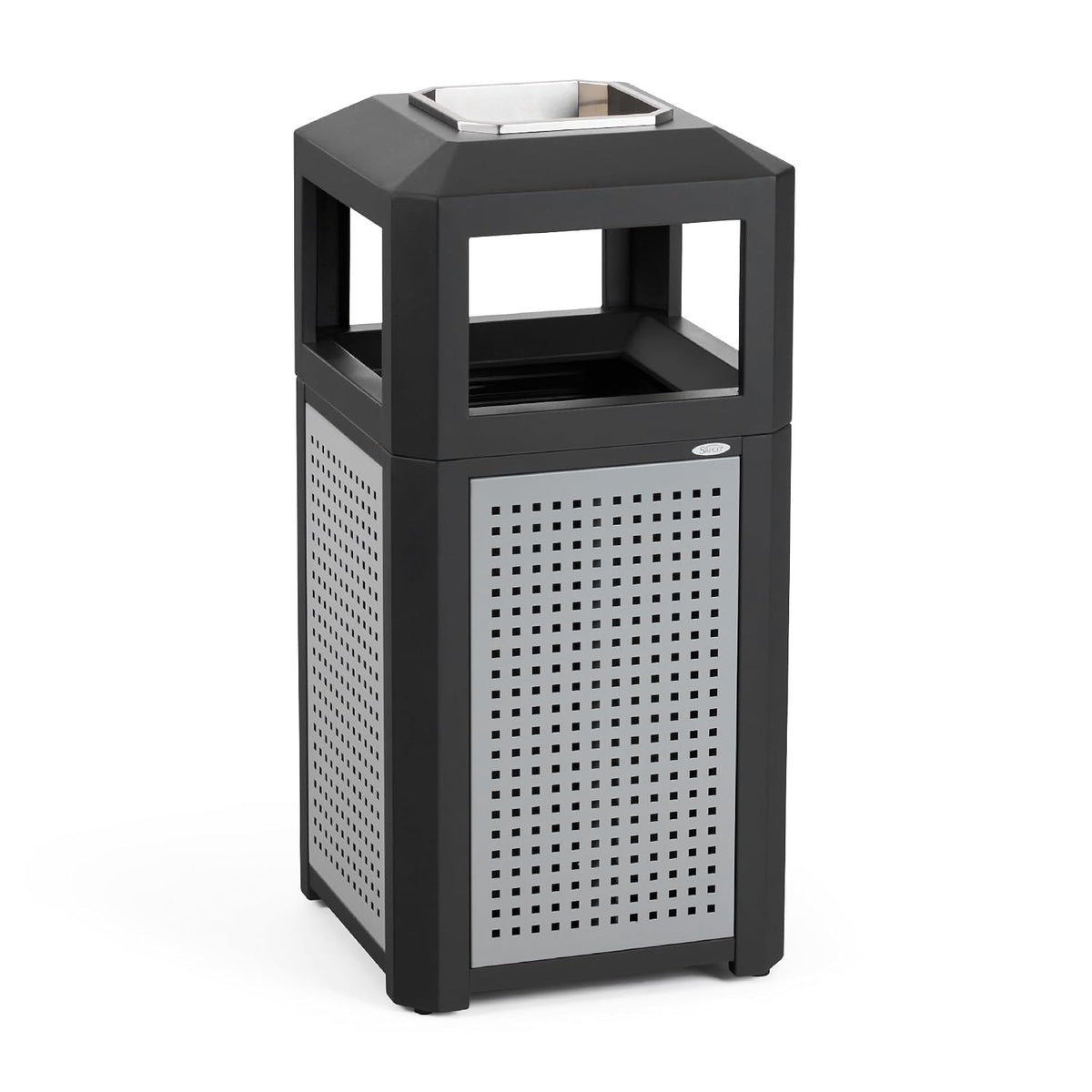 Safco Evos Steel Trash Can, 38 Gallons, Indoor and Outdoor Use, Commercial Garbage Can with Plastic Liner