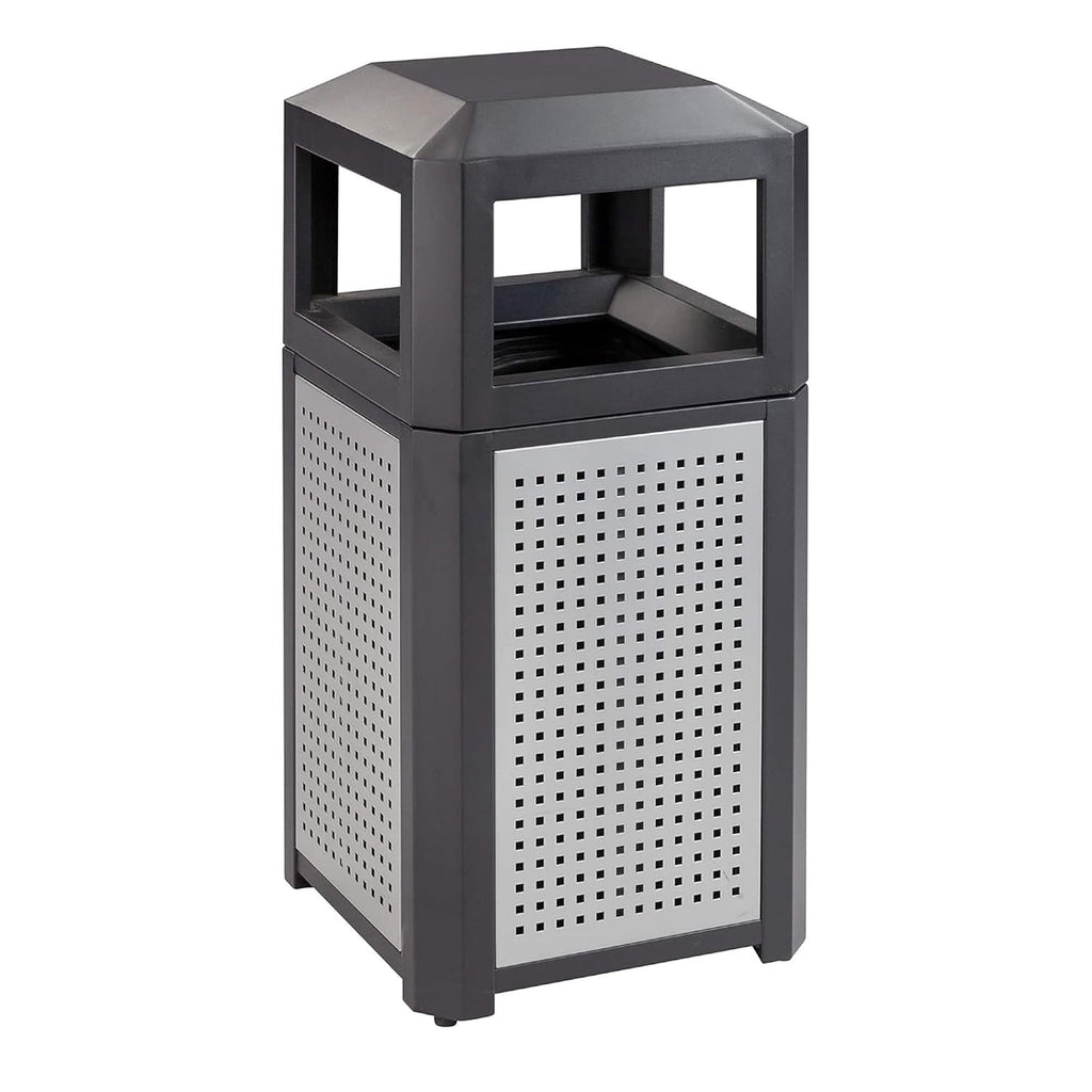 Safco Evos Steel Trash Can, 38 Gallons, Indoor and Outdoor Use, Commercial Garbage Can with Plastic Liner