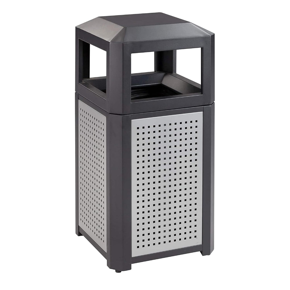 Safco Evos Steel Trash Can, 38 Gallons, Indoor and Outdoor Use, Commercial Garbage Can with Plastic Liner