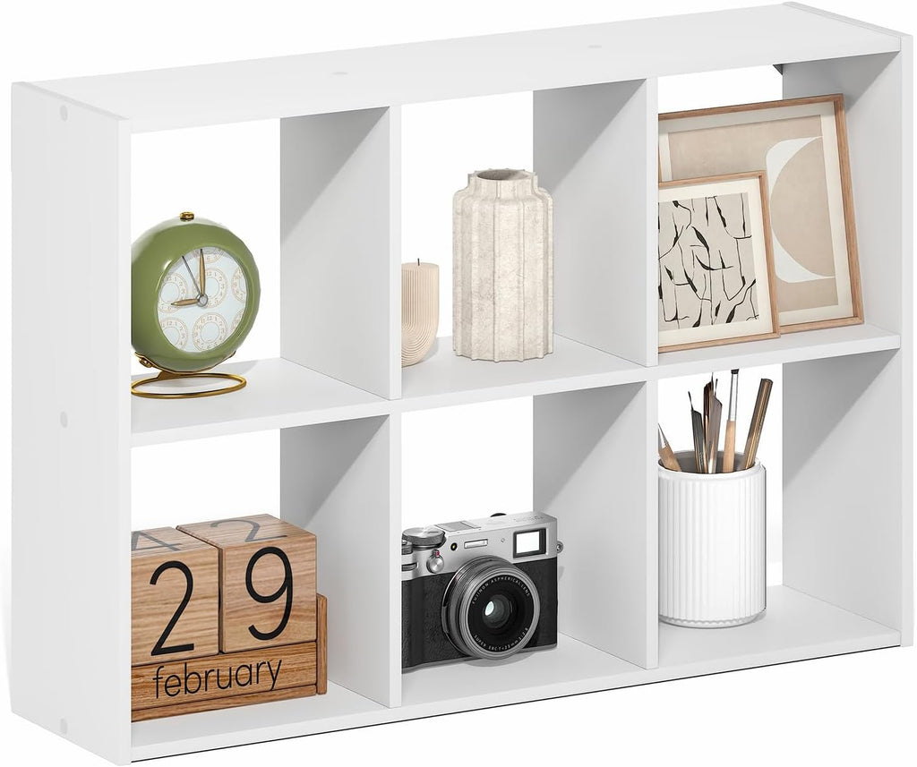 Furinno Rossi 6-Cube Floating Shelves for Wall, Desktop Organizer, Dark Oak | Wall Mount Organizer, Bookshelf, for Home Office, Study Room