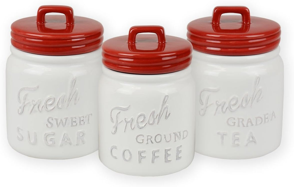 DII Kitchen Accessories Collection Ceramics, Jar Canister Set, Blue, 3