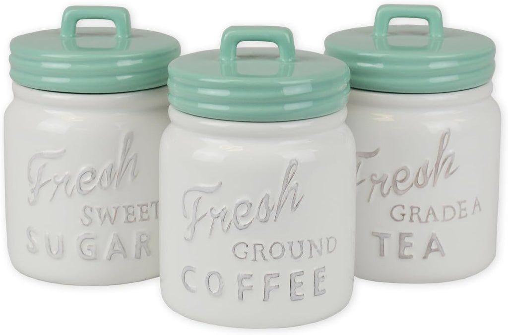 DII Kitchen Accessories Collection Ceramics, Jar Canister Set, Blue, 3