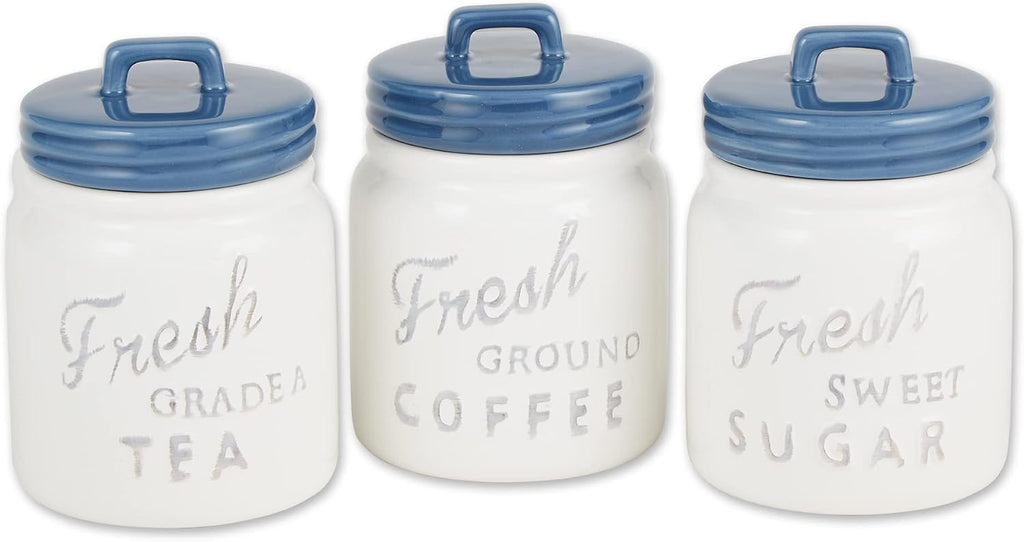 DII Kitchen Accessories Collection Ceramics, Jar Canister Set, Blue, 3