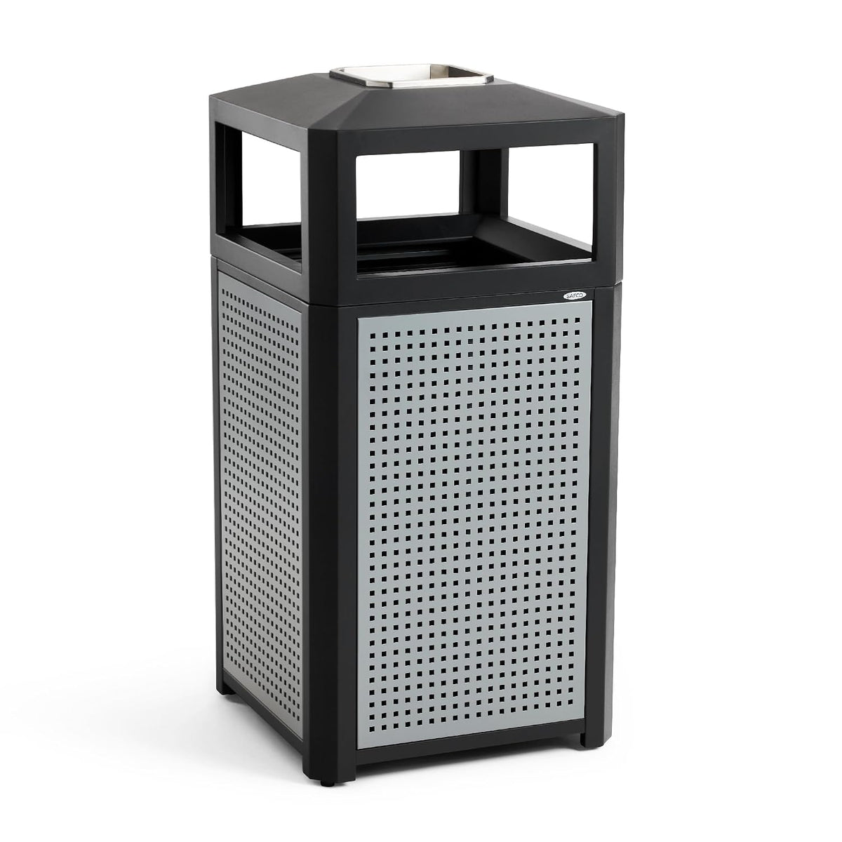 Safco Evos Steel Trash Can, 38 Gallons, Indoor and Outdoor Use, Commercial Garbage Can with Plastic Liner