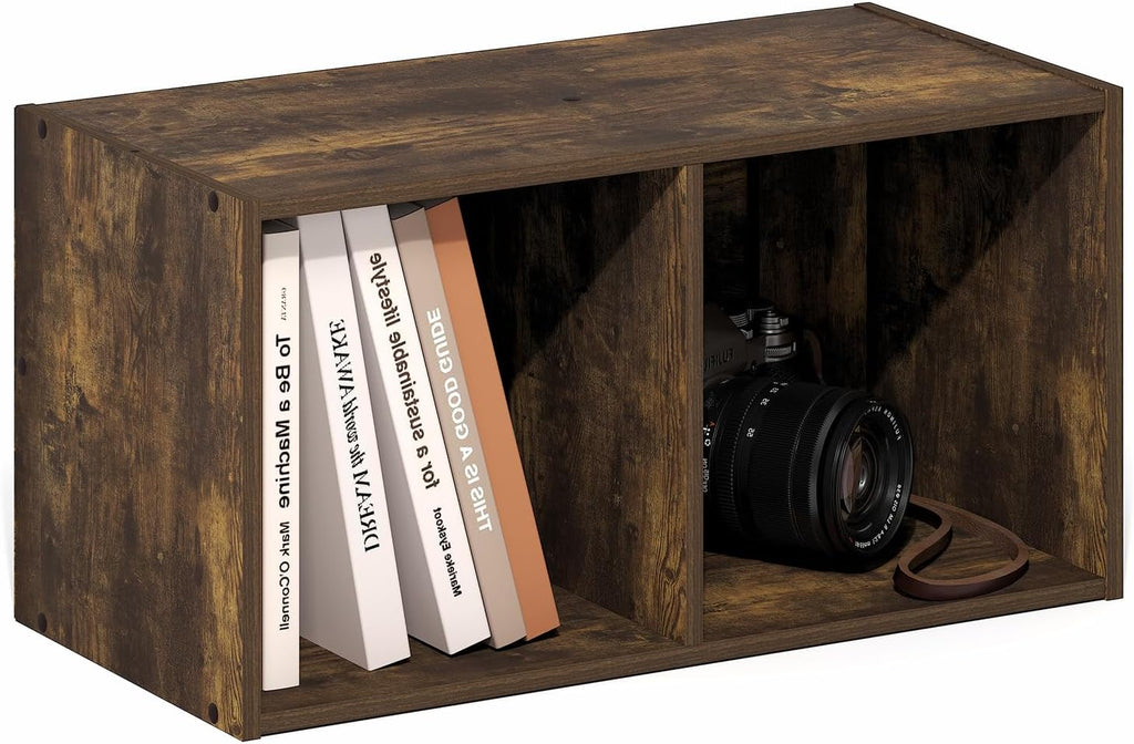 Furinno Rossi 6-Cube Floating Shelves for Wall, Desktop Organizer, Dark Oak | Wall Mount Organizer, Bookshelf, for Home Office, Study Room