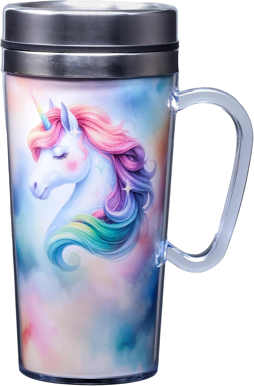 Spoontiques Insulated Travel Mug, 14oz - Double Wall Stainless & Acrylic Drink Cup with Twist Top Lid & Handle - US Air Force