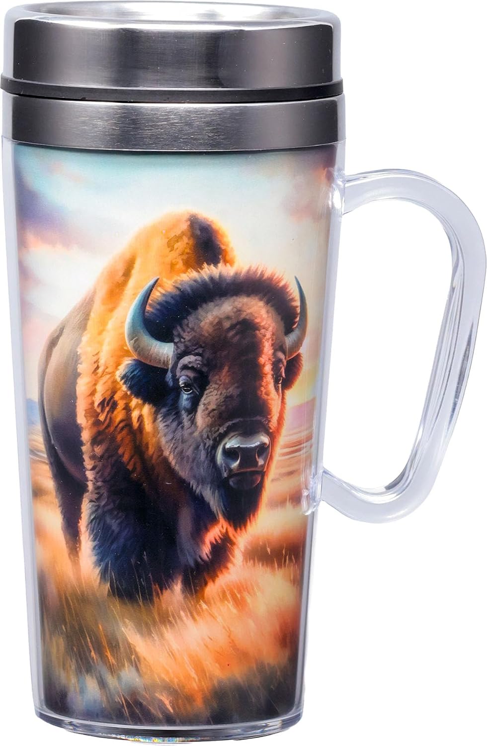 Spoontiques Insulated Travel Mug, 14oz - Double Wall Stainless & Acrylic Drink Cup with Twist Top Lid & Handle - US Air Force