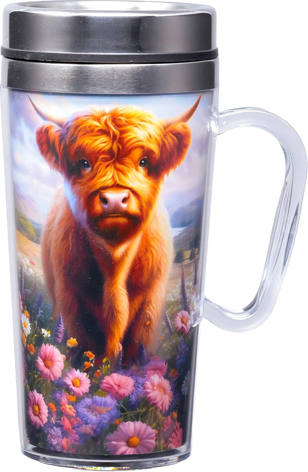 Spoontiques Insulated Travel Mug, 14oz - Double Wall Stainless & Acrylic Drink Cup with Twist Top Lid & Handle - US Air Force