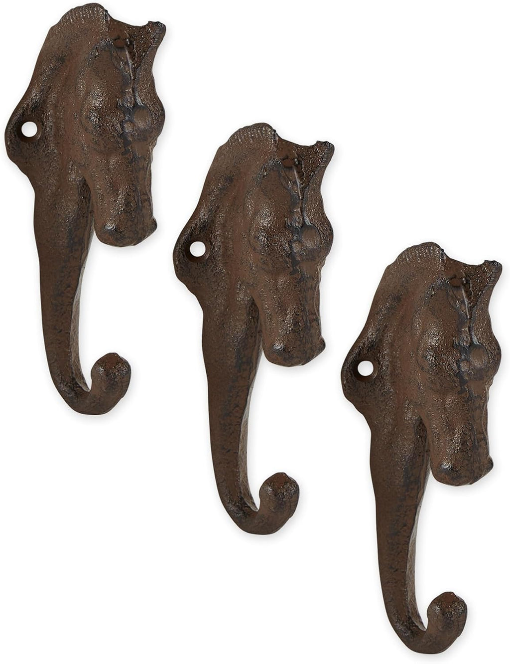Zingz & Thingz Decorative Cast Iron Animal Wall Hook Collection, 6.5x1x2.5, Seahorse, 2 Count