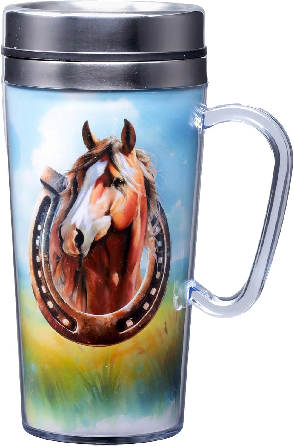 Spoontiques Insulated Travel Mug, 14oz - Double Wall Stainless & Acrylic Drink Cup with Twist Top Lid & Handle - US Air Force