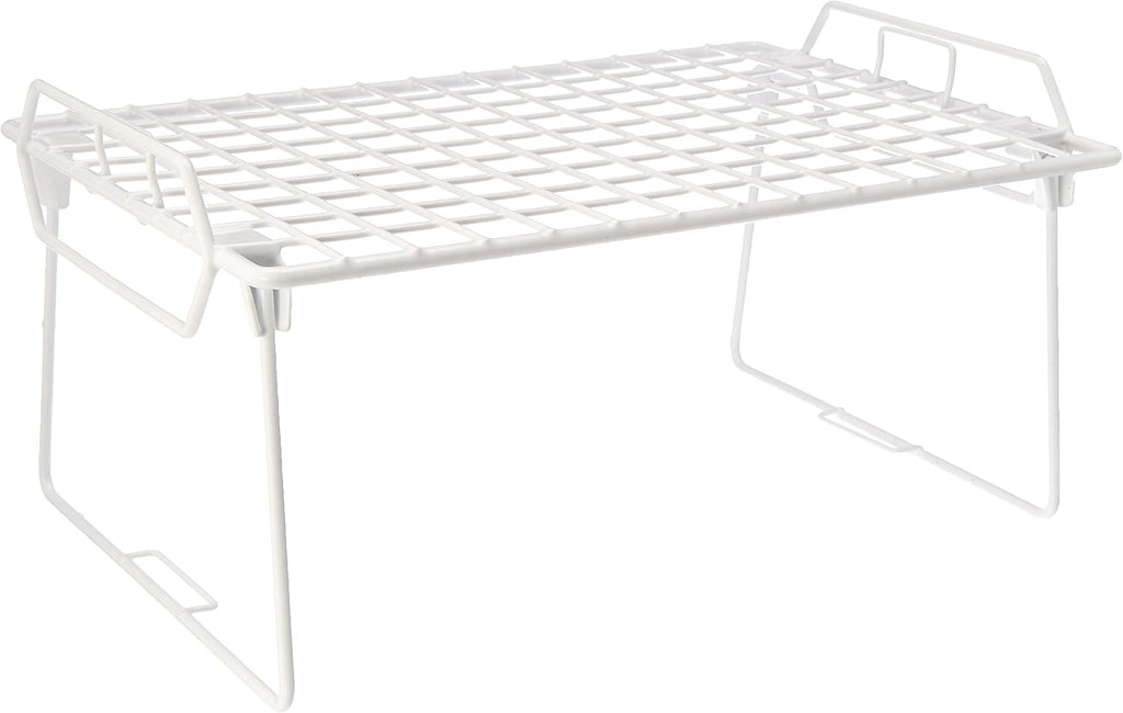 Whitmor Medium 1 Tier Stacking Helper Shelf, Durable Plastic, Wire Shelf, Freestanding, No Assembly, 12"L x 20"W x 9"H, White