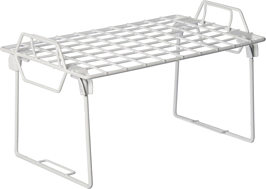 Whitmor Medium 1 Tier Stacking Helper Shelf, Durable Plastic, Wire Shelf, Freestanding, No Assembly, 12"L x 20"W x 9"H, White