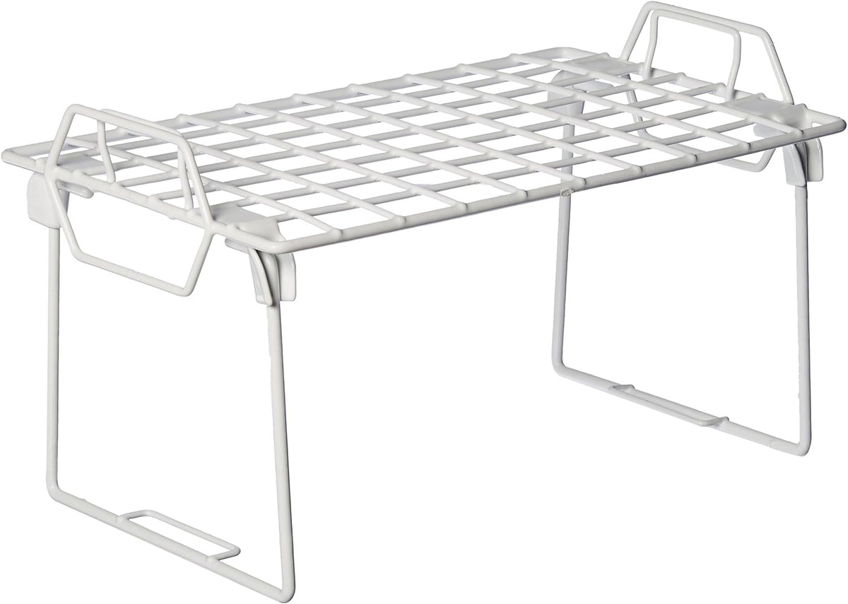 Whitmor Medium 1 Tier Stacking Helper Shelf, Durable Plastic, Wire Shelf, Freestanding, No Assembly, 12"L x 20"W x 9"H, White