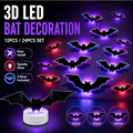3D Bat Light LED Decorations, 12pcs/24pcs Halloween Spooky Ornaments, Bendable Wall Stickers with Smooth Bubble-Free Application, Easy Install Battery Powered Glowing Decor, Indoor Decor for Home, Party, Window, Door, Festival