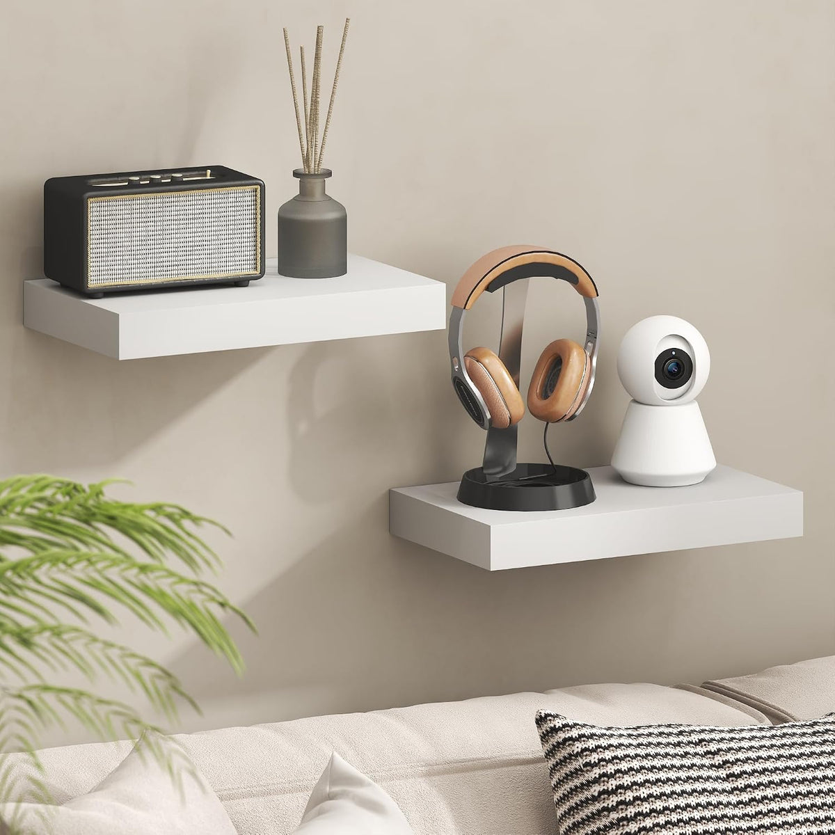 Furinno Tanna Floating Shelves for Wall, 9 x 9 Wall Shelf, Single Set Wall Mounted Floating Shelf with Invisible Bracket, 2-Inch Thick, for Bathroom, Living Room, Bedroom, Home Office, Americano