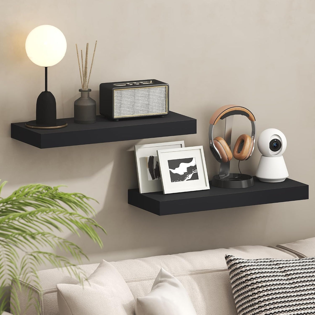 Furinno Tanna Floating Shelves for Wall, 9 x 9 Wall Shelf, Single Set Wall Mounted Floating Shelf with Invisible Bracket, 2-Inch Thick, for Bathroom, Living Room, Bedroom, Home Office, Americano