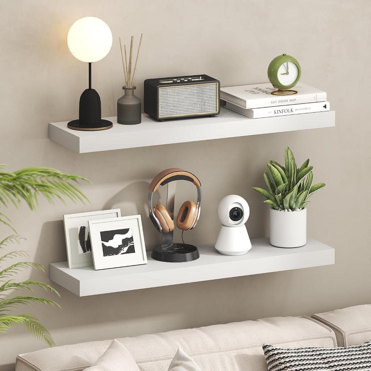 Furinno Tanna Floating Shelves for Wall, 9 x 9 Wall Shelf, Single Set Wall Mounted Floating Shelf with Invisible Bracket, 2-Inch Thick, for Bathroom, Living Room, Bedroom, Home Office, Americano