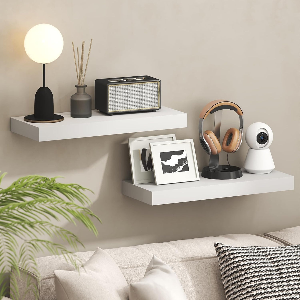 Furinno Tanna Floating Shelves for Wall, 9 x 9 Wall Shelf, Single Set Wall Mounted Floating Shelf with Invisible Bracket, 2-Inch Thick, for Bathroom, Living Room, Bedroom, Home Office, Americano